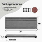 2PCS Diatomite Quick Stone Drying Tray Mat For Bathroom & Kitchen Counter, Instant Dry Water Absorbent Drink Bar Coaster,Vanity Sink Caddy Organizer,Dish Soap Sponge Holder, Dark Gray,9"x3.5"