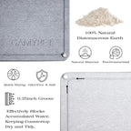 Stone Dish Drying Mat 24"×16" Large Diatomaceous Earth Dishes Quick Dry Pad for Kitchen Counter with Heighten Stainless Steel Feet, Fits Various Countertops & Drain Bowl Racks, Dark Gray