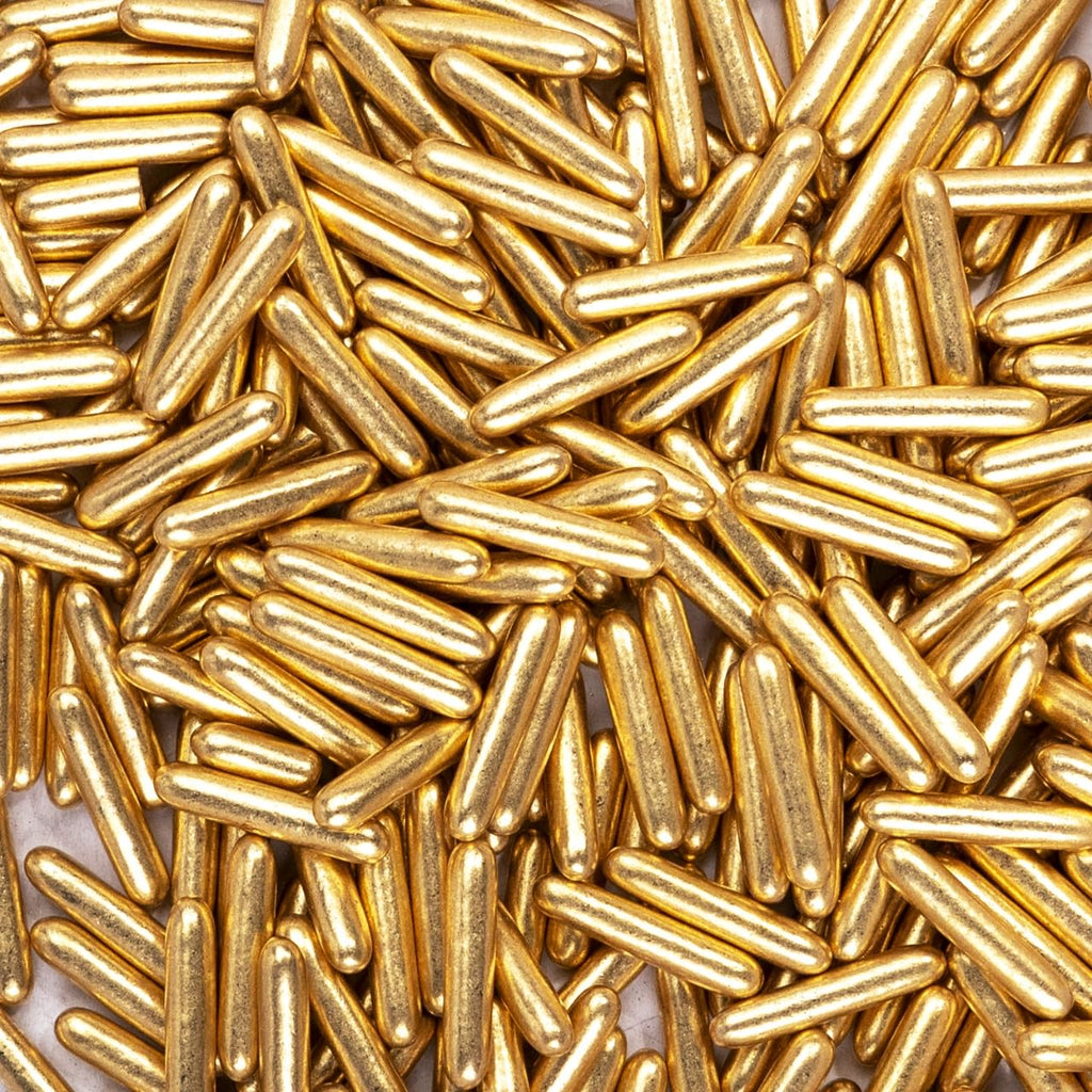 Dazzjoy Gold Rods Sprinkles, Edible Sugar Sprinkles, 120g/4.23oz, Cupcake Toppers, Cake Decorations, Ice Cream, Wedding Party Valentines Easter Supplies