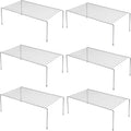 iPEGTOP Set of 6 Large (15.7 x 9.4 Inch) Kitchen Cabinet Organizer Shelf, Wire Freezer Storage Shelves Rack, Rustproof Steel Metal Shelf Riser for Dish Plates Pantry Cupboard Organization, Chrome