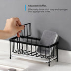 Kavciva Sink Caddy Sponge Holder,304 Stainless Steel Dish Brush Holder,Kitchen Countertop Sink Rack,Dish Soap Holder,Dishwashing Tool Drying Tray with Adjustable Partitions,Essential Kitchen Shelves