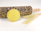 KASHMIR pattern Embossed Rolling Pin. Engraved Dough Roller with Paisley for Embossed Cookies and Pottery by Algis Crafts