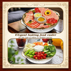 Baderke 1 Set 11.8" Chilled Serving Tray for Parties with Compartments Ice Chilled Party Platter Charcuterie Serving Board Cold Dish Dip for Fruit Seafood Vegetable Shrimp Cocktail (Gold)