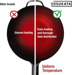 YOSUKATA 11.8" Carbon Steel Wok Pan – Pre-Seasoned Flat Bottom Pow Wok for Stir Fry, BBQ, Grill & Camping – Traditional Japanese Chinese Cookware – Compatible with Induction, Electric, Gas, Open Fire