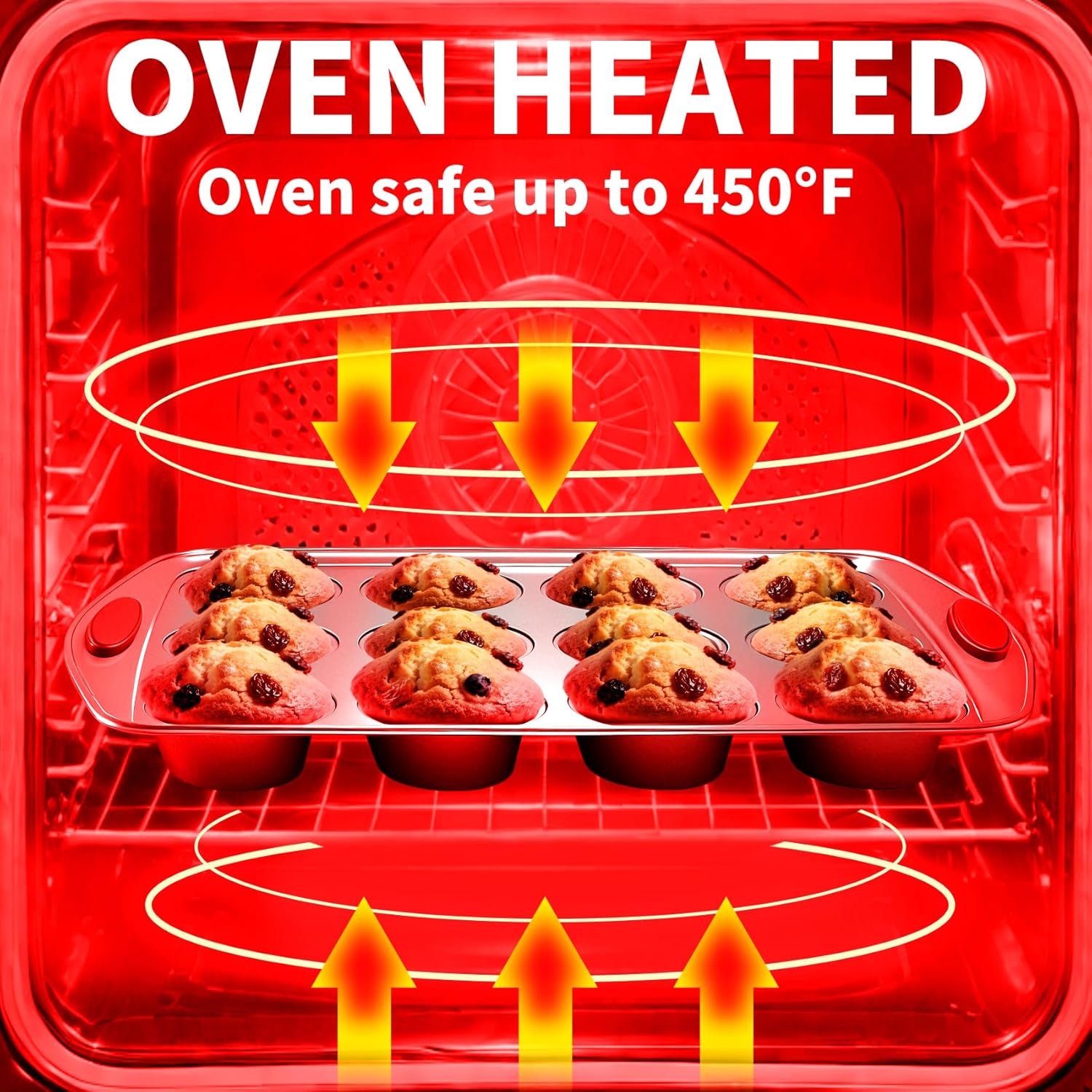 Muffin Pans 6-Cup, 2-Pack Nonstick 6 Tins Cupcake Pan with Silicone Grip Handles, Toaster Oven Baking Supplies Small Cheesecake Cup Cake Tray- Non-toxic & Dishwasher Safe