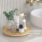 Farmhouse Oak 13" Lazy Susan Turntable Organizer for Cabinet, Round Wooden Lazy Susan Organization and Storage for Dining Table, Pantry, Kitchen, Countertop, Cupboard,Home Decor