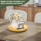 Lazy Susan Organizer, 9 Inch Non-Skid Bamboo Lazy Susan for Table Storage Napkin Holder Vase, Wood Turntable for Kitchen Countertop Organizer