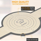 Silicone Bread Sling, Round and Oval Dutch Oven Baking Mat with Upgraded Handles, Non-Stick & Easy Clean Baking Mat to Transfer Sour Dough Easily, 2 Pcs Reusable Bread Mat Set