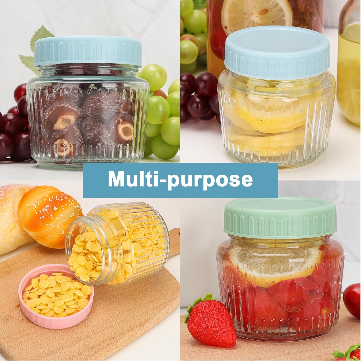 Cehomi 8 oz Mason Jars 6 Pack, 240 ml Glass Canning Jars with Regular Mouth Lids, Small Glass Storage Containers for Jelly, Jam, Honey, Pickles, Spice, Overnight Oats