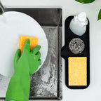 Zulay Kitchen Large Silicone Sponge Holder (12x4) – Flexible Sink Organizer Tray for Kitchen & Bathroom – Multipurpose Soap Dish for Sponges, Makeup, Trinkets & More (Black)