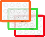 HOTPOP Silicone Baking Mats 0.75mm - Non-Stick Silicone Sheets for Bake Pans and Rolling with Outlines for Pastries - Silicone Baking Sheet - Macaron/Pastry/Cookie/Bun/Bread Making (3 QUARTER SIZE)