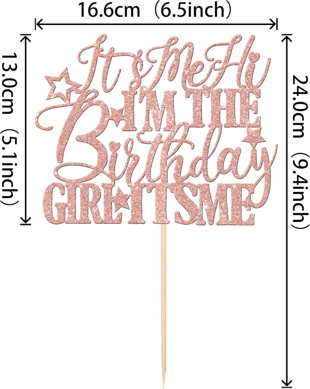 1 PCS It's Me Hi I'm the Birthday Girl It's Me Cake Topper Glitter Music Singer Cake Pick for Funny Hip Hop Singer Girls Birthday Party Cake Decorations Supplies Rose Gold