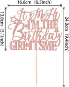 1 PCS It's Me Hi I'm the Birthday Girl It's Me Cake Topper Glitter Music Singer Cake Pick for Funny Hip Hop Singer Girls Birthday Party Cake Decorations Supplies Rose Gold