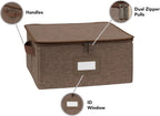 Covermates Keepsakes Dish Storage Box - Stackable, Reinforced Handles, China Storage, Brown Heather