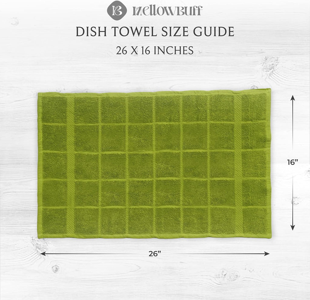 100% Cotton Terry Dish Towels, 4 Pack Plain, 16 x26 Inches, Super Soft and Absorbent Kitchen Towels, Perfect for Kitchen Cleaning and Dish Washing | Green