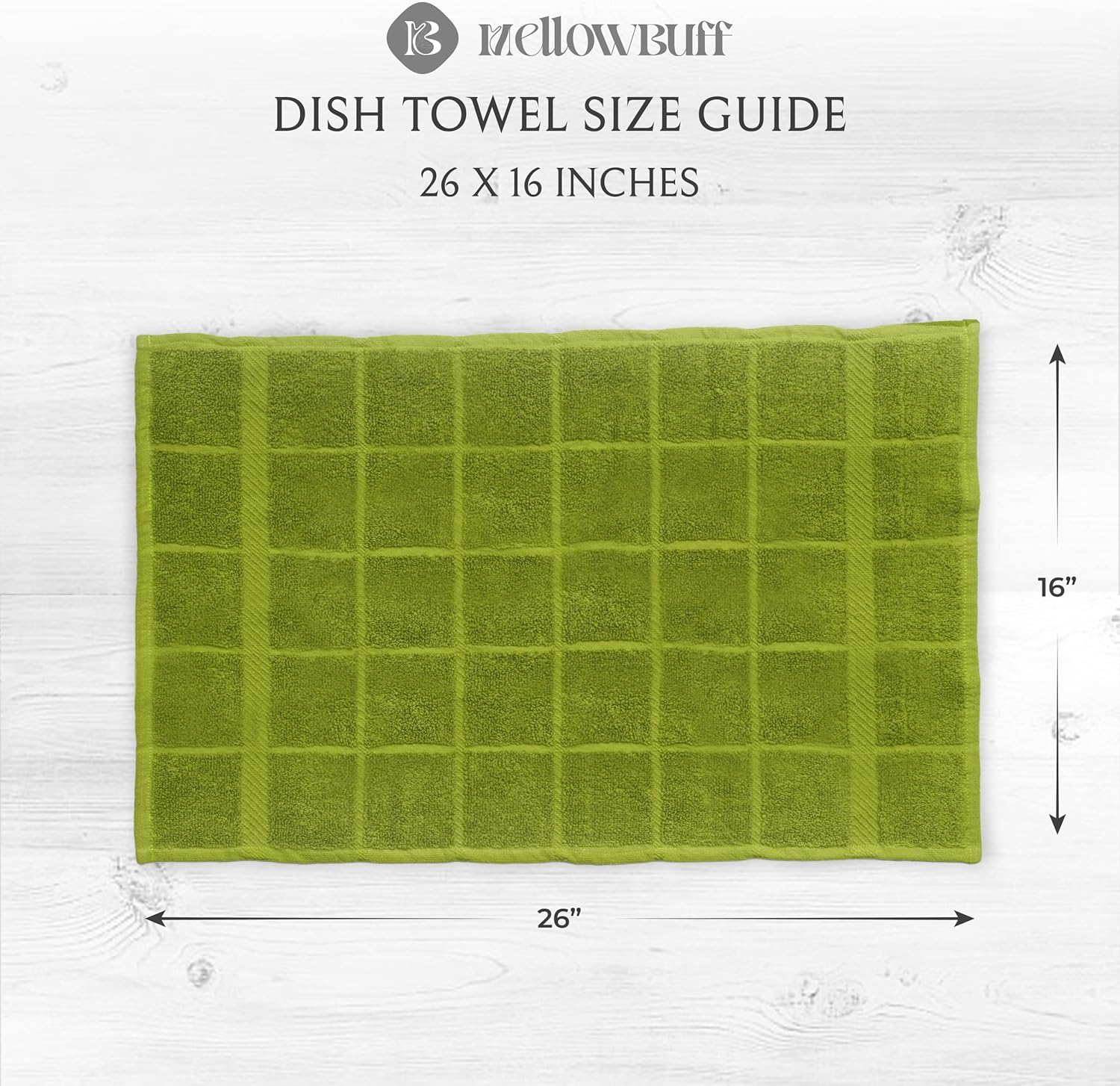 100% Cotton Terry Dish Towels, 4 Pack Plain, 16 x26 Inches, Super Soft and Absorbent Kitchen Towels, Perfect for Kitchen Cleaning and Dish Washing | Green