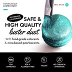 MONÉGASQUE Teal Blue Edible Glitter for Drinks 15g – Halloween Edible Glitter for Cakes & Cocktails – Cocktail, Cake, & Cupcake Luster Dust Spray – Teal Food Coloring & Drink Decorations Sprinkles