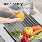 NEZUIBAN Dish Drying Rack with Roll Up and Over Sink for Kitchen,17.5"x11.8",Black