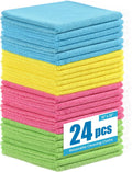 24Pack Microfiber Cleaning Cloths 12”x12” - Extra Thick Kitchen Towels - Streak-Free, Lint-Free, Fast Absorbent - Reusable Multi-Purpose Housekeeping Rags for Cars, Dishes, Floors, Tiles