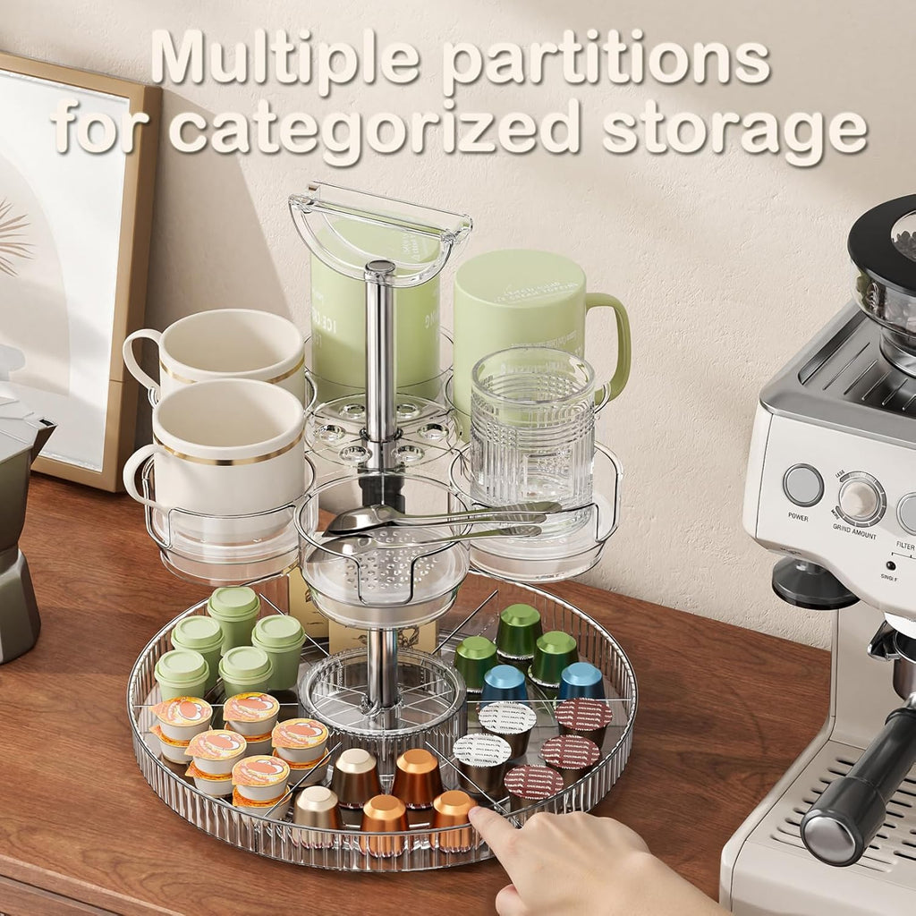 Rotating Stanley Cup Holder, Portable Water Bottle Organizer for 6 Stanley 40 oz & Mug, Adjustable Lazy Susan Organizer for Table Top Cabinet Home Countertop Pantry Shelf Tumbler Lid Organizer