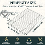 Cooling Racks for Cooking and Baking-8.5"x12" Oven Safe Premium Stainless Steel Heavy Duty Baking Rack Tight-Wire, Fits Quarter Sheet Pan for Roasting & Grilling & Cooking-Set of 2