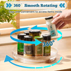 FreshKeeper Plastic Lazy Susan Organizer, Clear Pantry Shallow Lazy Susan Turntable for Cabinet and Kitchen 9’’