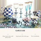 MACKENZIE-CHILDS Enamel Ice Cream Bowl, Serving Bowls for Entertaining, 2-Cup Capacity, Blue-and-White Royal Check