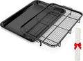 Air Fryer Basket for Oven, OPENICE 18.6" x 12.8" Air Fryer Basket and Tray Set, Extra Large Stainless Steel Air Fryer Pan Crisper Tray for Crisping Fried, Chicken, Bacon - Black