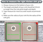 Stainless Steel Sink Protectors for Kitchen Sink, 13.12’’x11.6’’ Sink Protector Grid with Rear Drain, Rust Resistant Sink Grate for Bottom of Kitchen Sink with Sink Drain Strainer