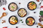 FULING 32 oz 50 ct Round Meal Prep Containers with Lids Plastic Food Storage Lunch Plan To Go Box Disposable Take Out Bowls Black BPA Free Reusable Durable Stackable Microwave Freezer Dishwasher Safe