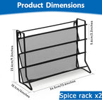 2PCS 4Tier Spice Rack for Counter Free Standing,Spice Rack for Inside Cupboard Hanging Wall Mounted Spice Seasoning Organiser Spice Jars Bottle Organizer for Kitchen Pantry（Black）