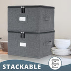 popoly China Storage Containers Inside 12" W x 8" H, Dinnerware Storage Box for Dishes Plate Storage with 24 Felt Dividers, Hold 24 Plates, Hard Shell and Stackable（4PACK