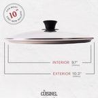 Glass Lid - 10"-inch/25.4-cm/264mm - Compatible with Lodge - Fully Assembled Tempered Replacement Cover - Oven Safe for Skillet Pots Pans - Universal for all Cookware: Cast Iron, Stainless Steel