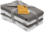 AMOUR INFINI Kitchen Towels Pack of 4 - Absorbent, Quick Drying Premium Cotton Tea Towel - Kitchen Linens 16x28 Inch Dish Towels with Hanging Loop (L.Grey)