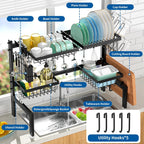Over The Sink Dish Drying Rack,Expandable 2-Tier Stainless Steel Over The Sink Dish Rack with Utensil Holder Dish Drainers for Kitchen Counter