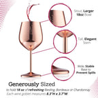 Gusto Nostro Stainless Steel Wine Glass - 18 oz - Unbreakable Rose Gold Wine Glasses for Travel, Camping and Pool - Fancy, Unique and Cool Portable Metal Wine Glass for Outdoor, Picnics (Set of 2)