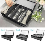 Silverware Organizer Chest,Silverware Storage Box,Stackable Flatware Storage Case,Spoon Organizer,Tableware Storage Box With 4 Dividers for Moving Transport,Kitchen Utensil cutlery Organizer