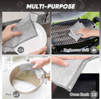 Orighty 24 Pcs Multipurpose Wire Dishwashing Rag, Non-Scratch Wire Dish Cleaning Cloths for Wet and Dry, Reusable Steel Scrubber for Kitchen, Powerful Dishcloth Rag for Cookware, Dish, Stove-7"x8"