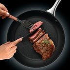 Starfrit The Rock Diamond 10PC Non-Stick Set - Durable Forged Aluminum - Oven Safe - PFOA Free - Easy to Clean - Black