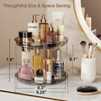 LAMU 2 Pack 2 Tier Lazy Susan Turntable Organizer 9.25'' Rotating Spice Rack Organization for Cabinet, Kitchen, Pantry, Countertop, Bathroom, Vanity, Medicine Cabinet Organizer, Grey