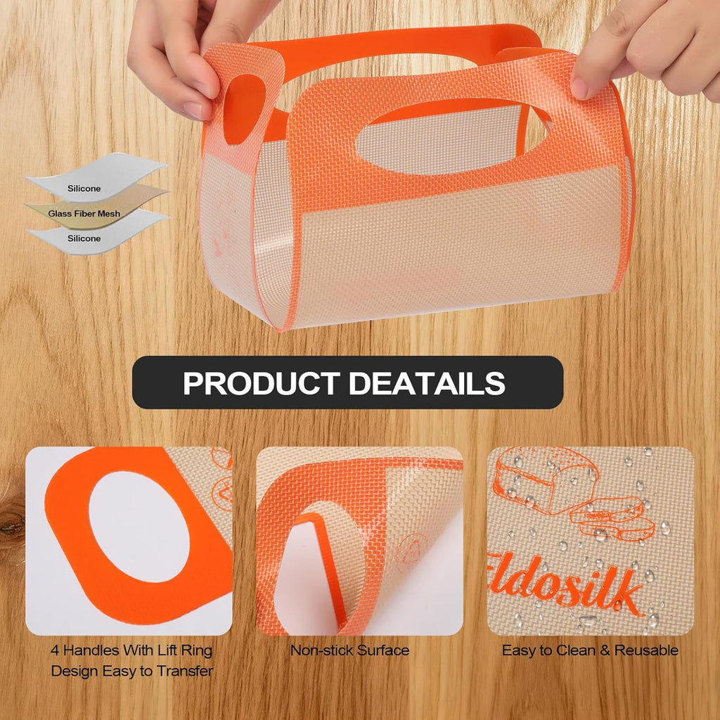 100 Pcs Unbleached Parchment Paper & 1 Pcs Silicone Loaf Pan Liner Set - Non-Stick Precut 9’’x5’’Bread Baking Sheets & Reusable Sourdough Sling with 4 Handles