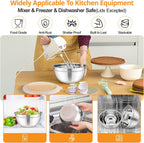 TeamFar Mixing Bowls, 5PCS Stainless Steel Serving Salad Bowls with Lids, For Kitchen Mixing/Baking/Storing/Prepping, Visible & Airtight, Non-Slip Bottom - 4.6/3.5/1.5/1 / 0.7 QT, Khaki