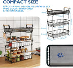 ANTOPY 3 Tier Fruit Basket with 2 Banana Hangers, Countertop Fruit Vegetable Basket Bowl for Kitchen Counter Metal Mesh Basket Fruits Stand Produce Holder Organizer for Onion Potato Bread Snack Veggie