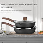 Vinchef Pots and Pans Set, 12pcs Nonstick Induction Kitchen Cookware Sets with Stay-Cool Handles, Frying Pans and Saute Pan with Lid, Silicone Cooking Utensil Sets and Pot Protectors, PFAS, PFOA Free