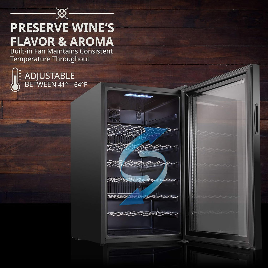 Ivation 51 Bottle Compressor Wine Cooler Refrigerator with Wi-Fi Smart App Control Cooling System | Large Freestanding Wine Cellar Fridge For Red White Champagne or Sparkling, Black Glass Door & Lock