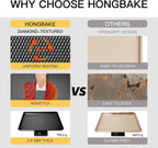 HONGBAKE 2 Pack Half Sheet Pan Set, 1/2 Cookie Sheets for Baking with Diamond Texture, 17.5" x 12" Large Baking Sheets Non Stick, Non Toxic Oven Trays for Cooking, 57% Thicker Carbon Steel, Dark Gray