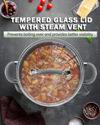 Cook N Home Kitchen Cookware Set, 12-Piece Basics Stainless Steel Pots and Pans Set with Grey Silicone Handle, Silver