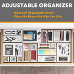 SpaceAid 21-Piece Bamboo Drawer Organizer Storage Boxes Set, Wood Tray Junk Drawer Organizers Multi-Use Divider Bins for Kitchen, Bathroom, Office Desk and Makeup Organization (21 Pack, White)