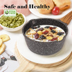 Nonstick Saucepan with Lid, 1.8 Quart Classic Black Granite Coated Pasta Soup Pot for All Stovetops, 7 Inch Small Sauce Pan for Cooking Sauce Soup and Milk