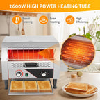 WICHEMI Commercial Toaster 450 Slices/Hour Commercial Conveyor Toaster Electric Stainless Steel Heavy Duty for Restaurant Bun Bagel Bread, 2600W